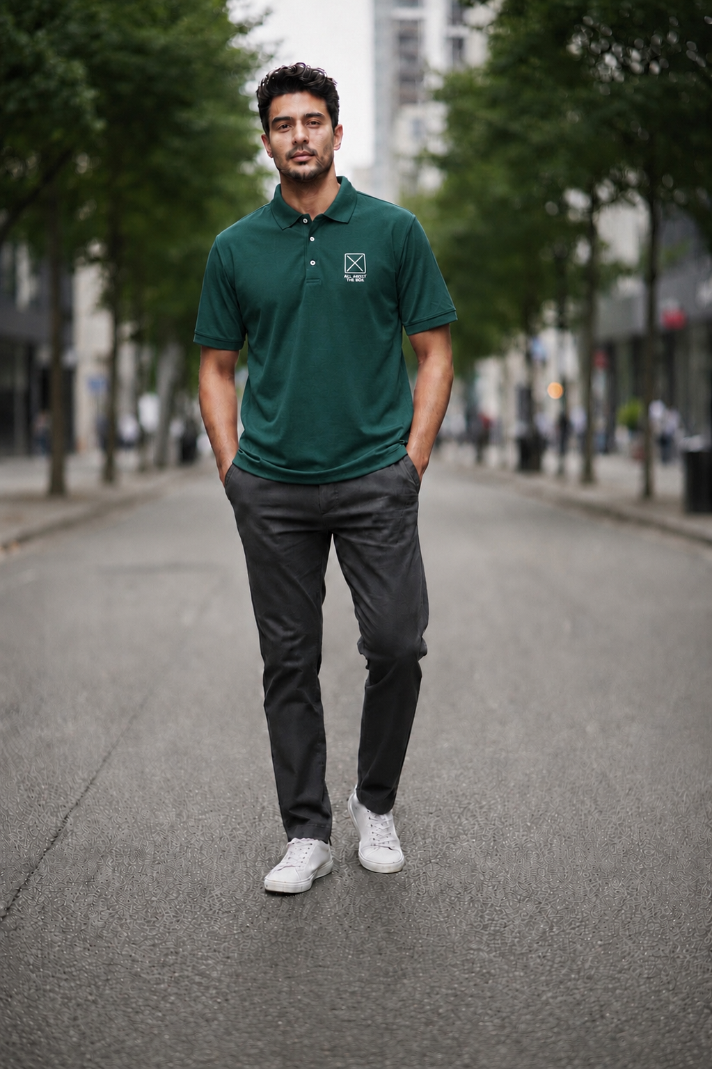 AATBox Short Sleeved Dark Green Polo Shirt