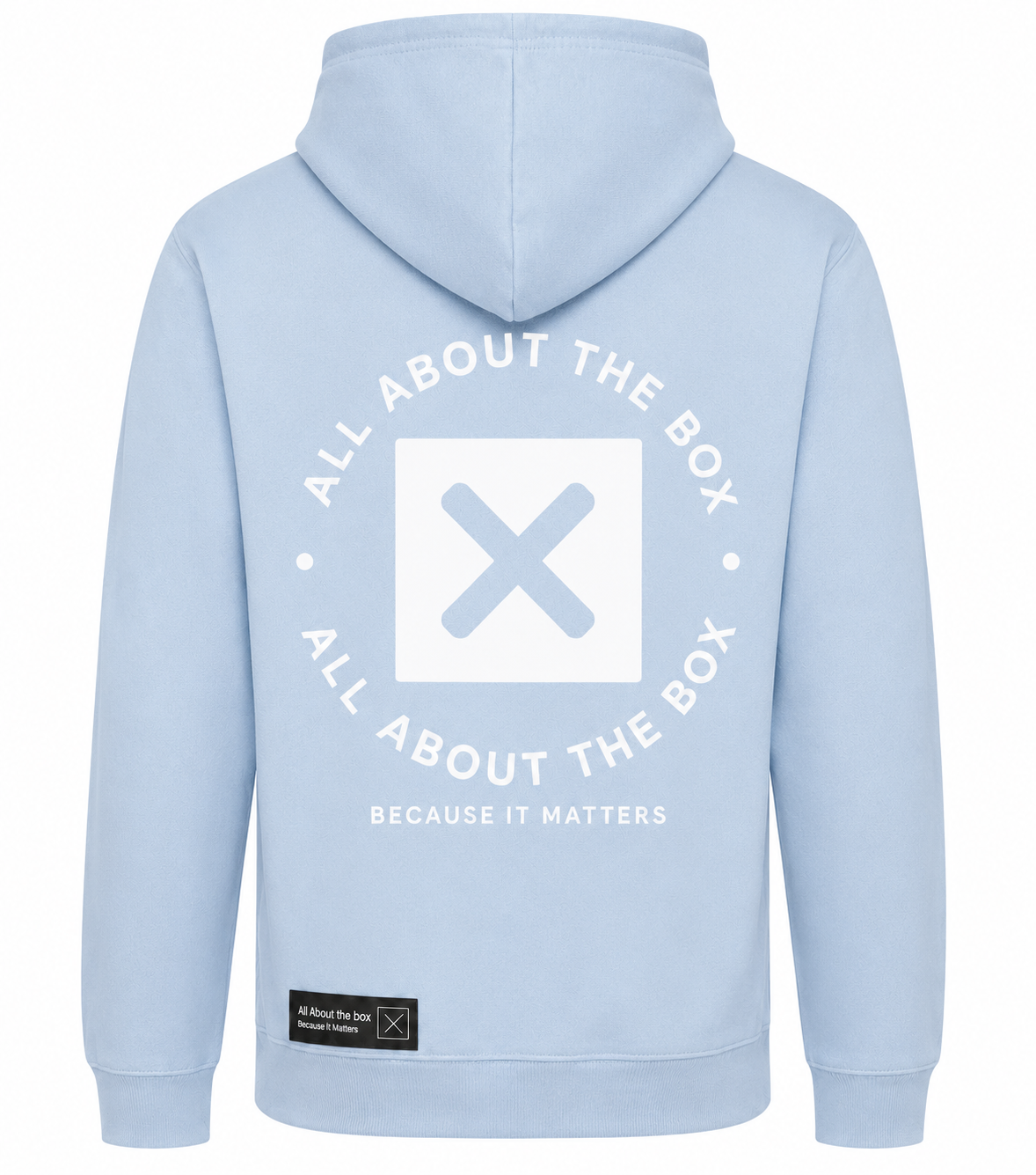 Light Blueaatbox College Hoodie with white logo's front and back