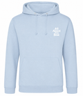 Light Blueaatbox College Hoodie with white logo's front and back