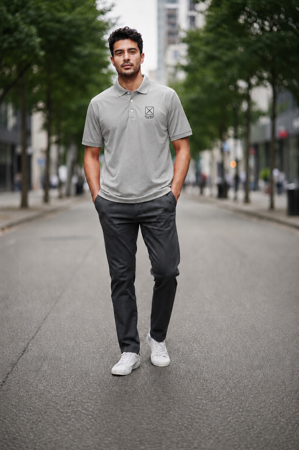 AATBox Short Sleeved Light Grey Polo Shirt