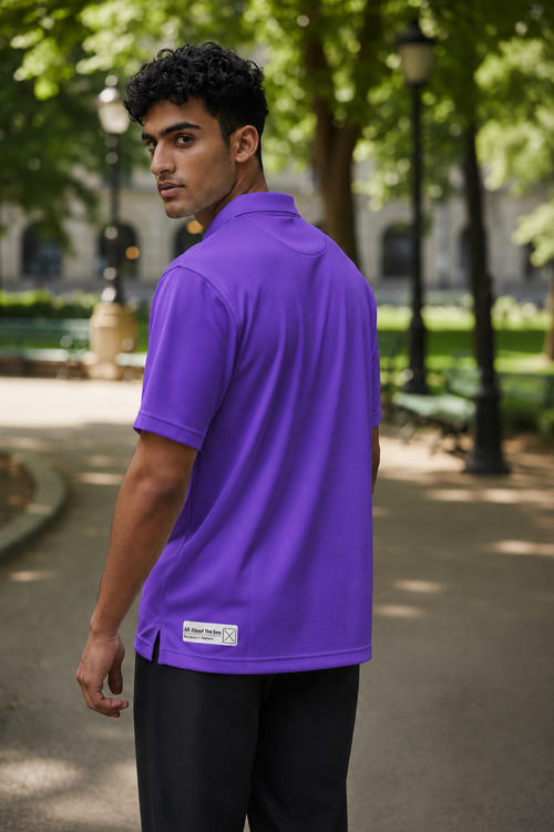 AATBox Short Sleeved Purple Heather Polo Shirt