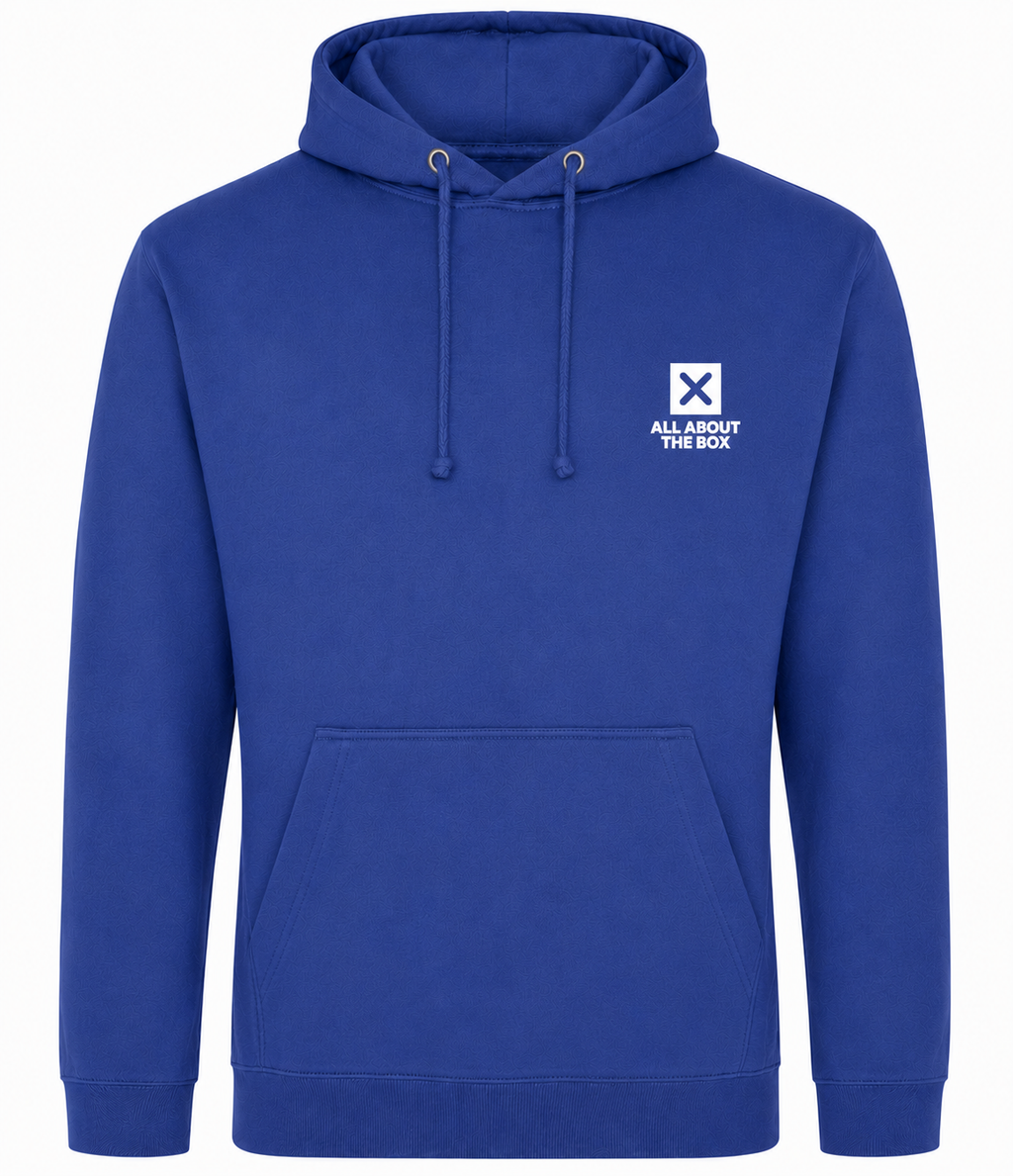 Royal Bluraatbox College Hoodie with Box Logo on the front and Large Logo on rear