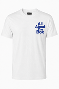 AATBOX White Short Sleeve T Shirt with Navy Blue Logo