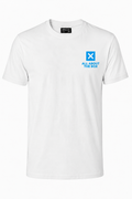 AATBOX White Short Sleeve T Shirt with Small Blue Blue Logo Large Logo on the back