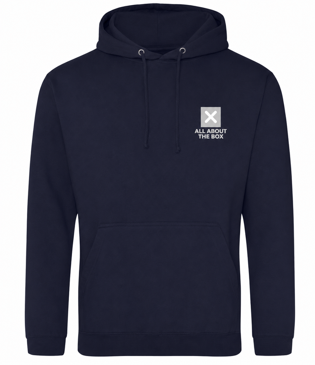 Black aatbox College Hoodie with Box Logo on the front and Large Log on rear
