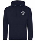 Black aatbox College Hoodie with Light Grey on the front