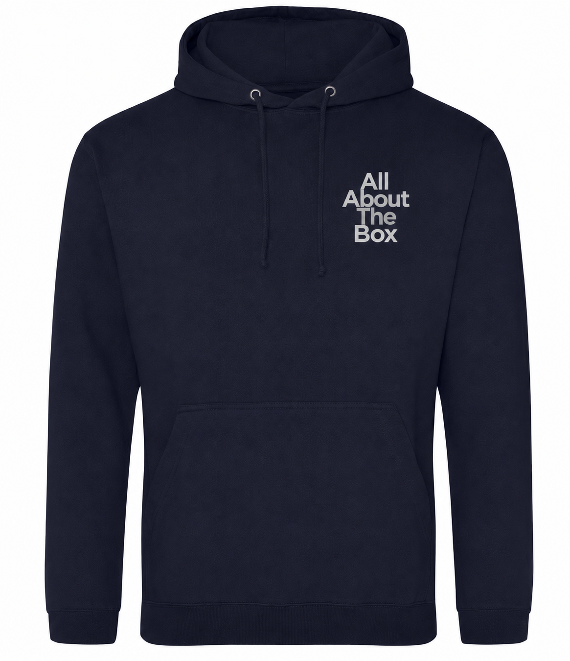 Black aatbox College Hoodie with Light Grey on the front