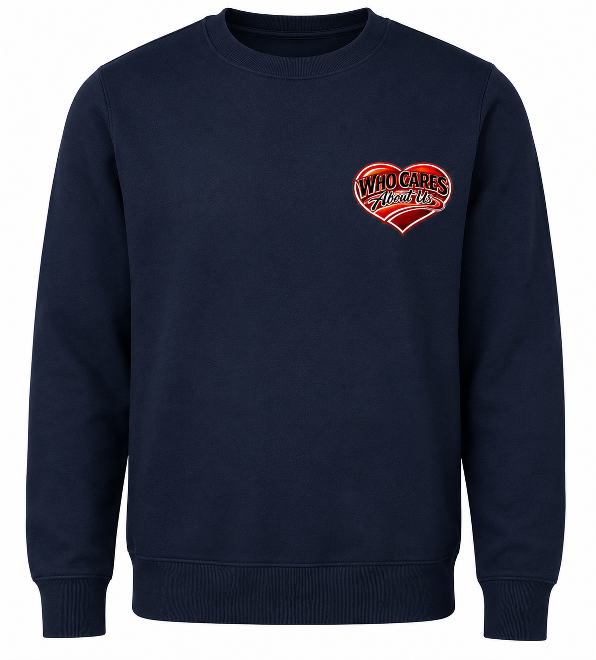 Midweight Crew Neck Sweatshirt Navy Blue with Who Cars Logo and Box Logo on rear
