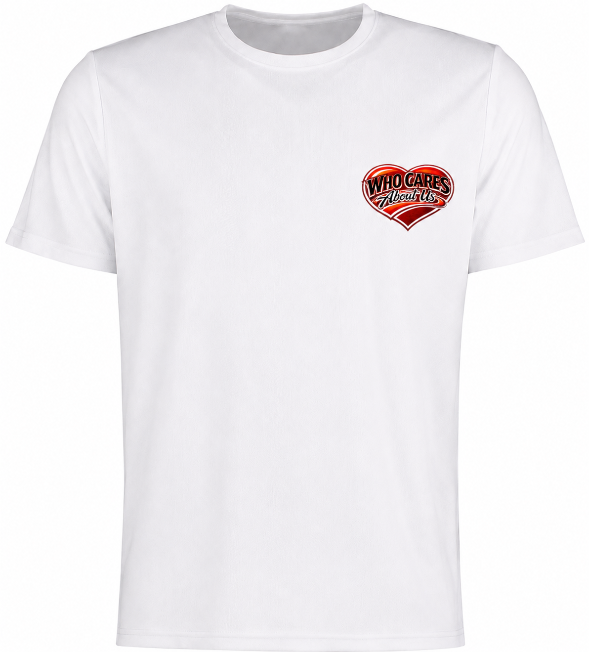 AATBOX White Short Sleeve T Shirt with Who Cares and Box Logo on the back