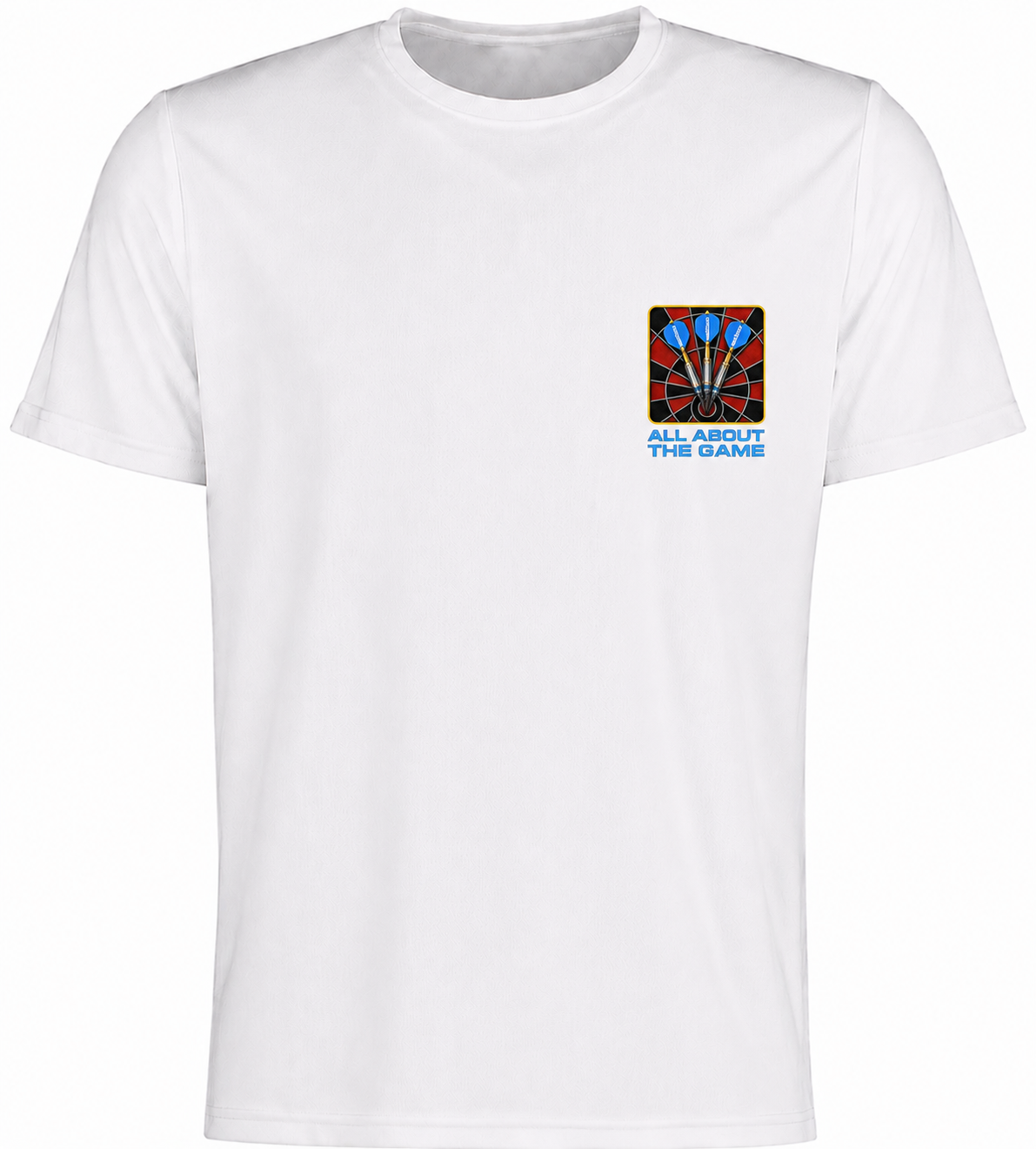 AATBOX White Short Sleeve T Shirt with All About The game Darts  logo and Box Logo on rear