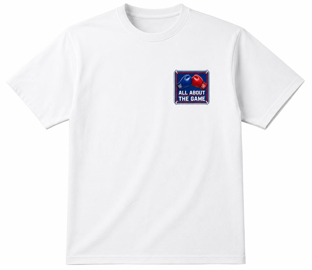 AATBOX White Short Sleeve T Shirt with All About The game Boxing  logo and Box Logo on rear (Copy)