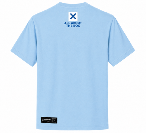 AATBOX Light Blue Short Sleeve T Shirt with All About The game Boxing with Box Logo on rear