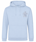 Light Blue aatbox College Hoodie with white logo on the front