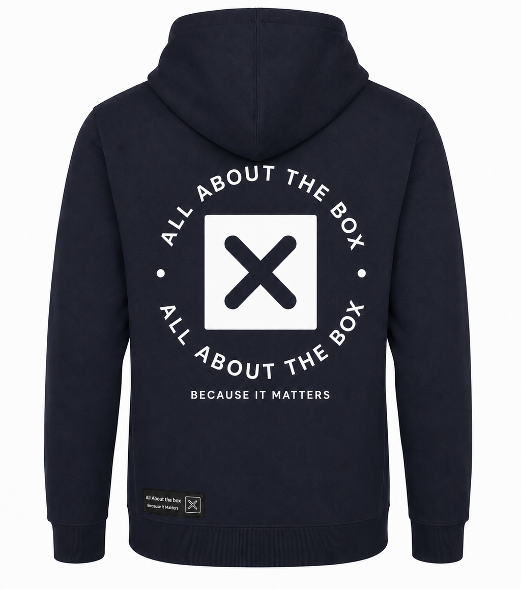 Charcoal aatbox College Hoodie with Box Logo on the front and Large Log on rear