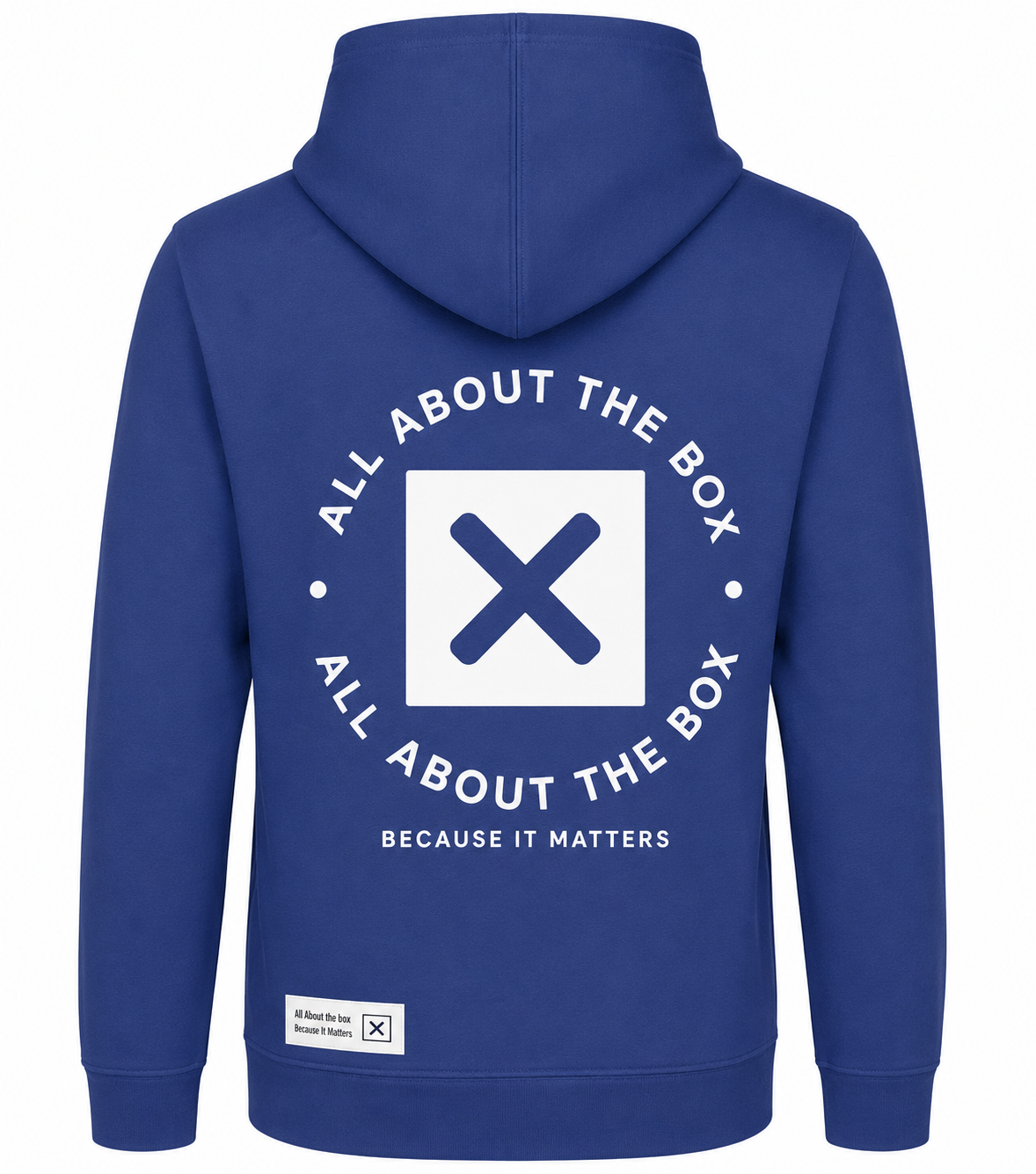 Royal Bluraatbox College Hoodie with Box Logo on the front and Large Logo on rear