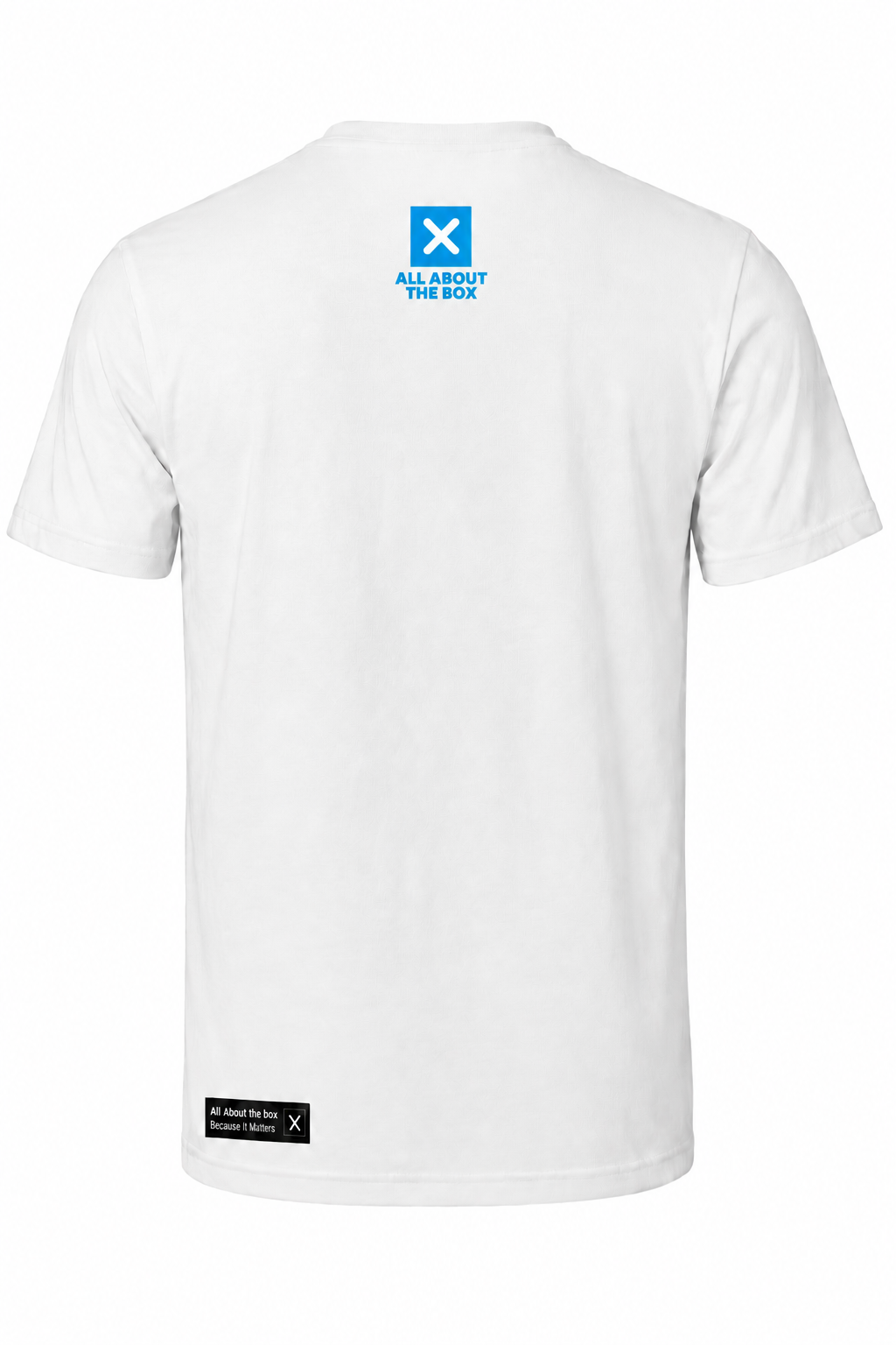 AATBOX White Short Sleeve T Shirt with Faged Light Blue Logo