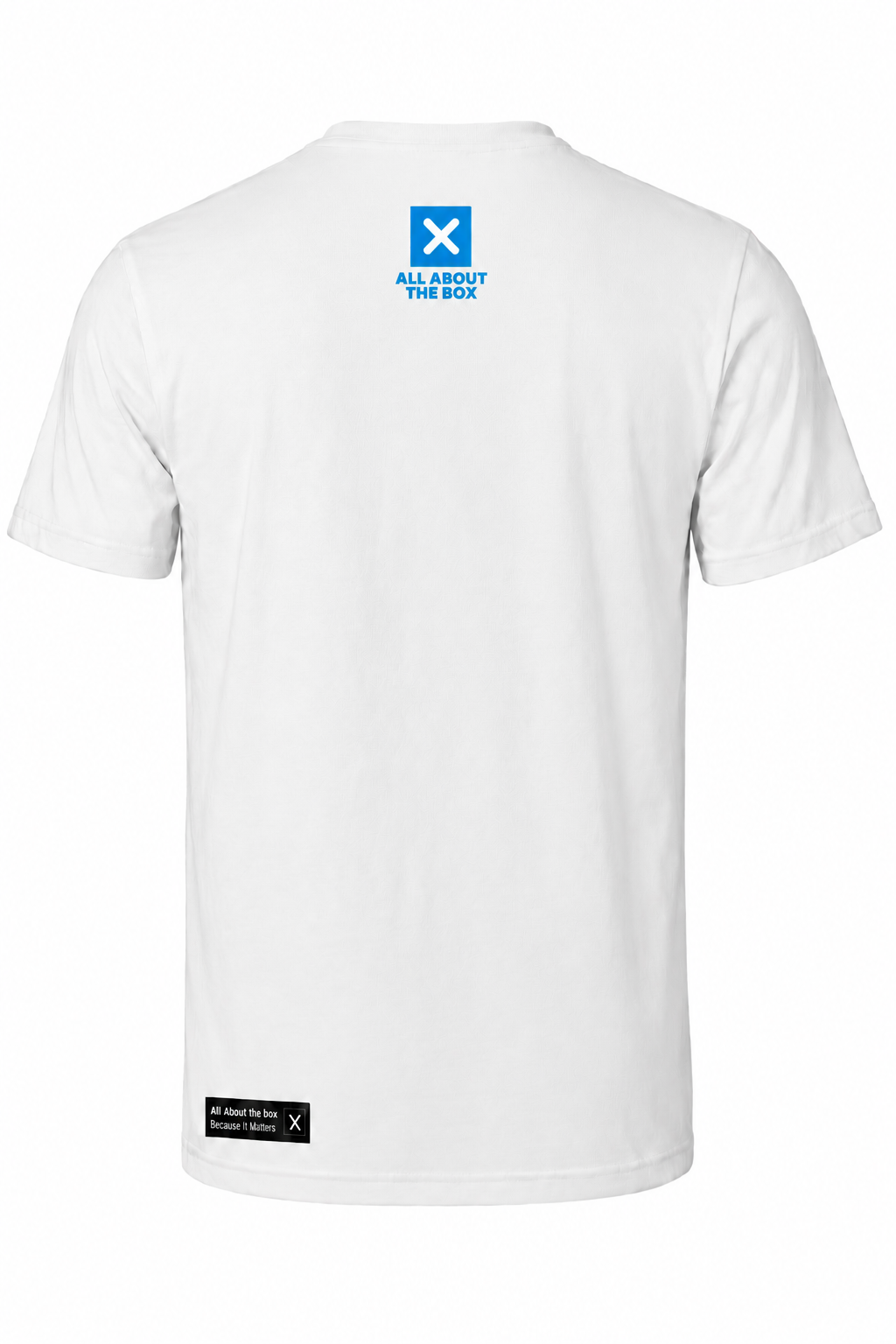AATBOX White Short Sleeve T Shirt with Navy Blue Logo