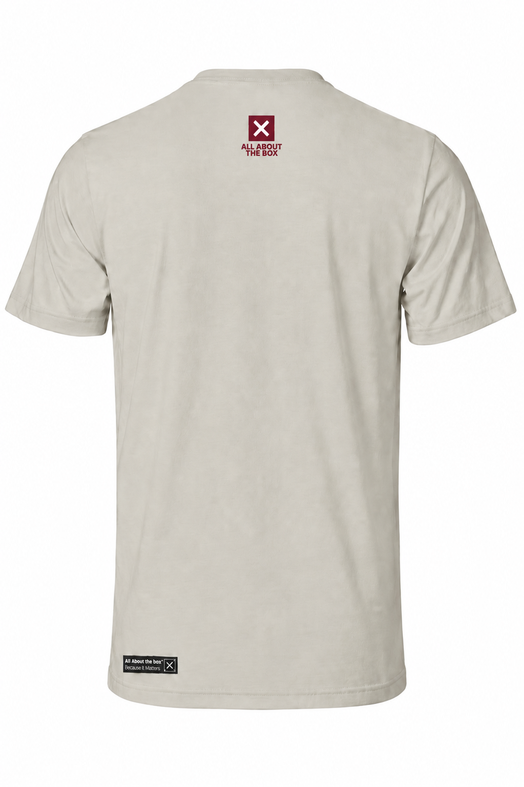 AATBOX Cement Short Sleeve T Shirt with Burgundy Chest Logo