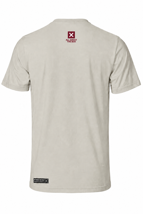 AATBOX Cement Short Sleeve T Shirt with Burgundy Chest Logo