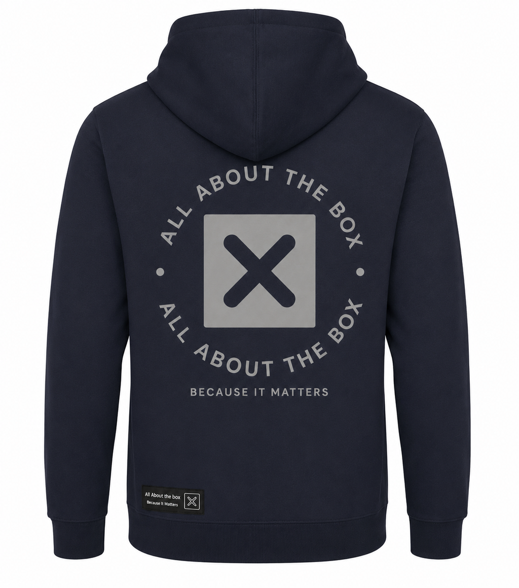 Black aatbox College Hoodie with Box Logo on the front and Large Log on rear