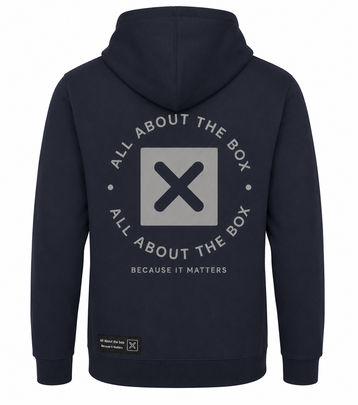 Black aatbox College Hoodie with Box Logo on the front and Large Log on rear
