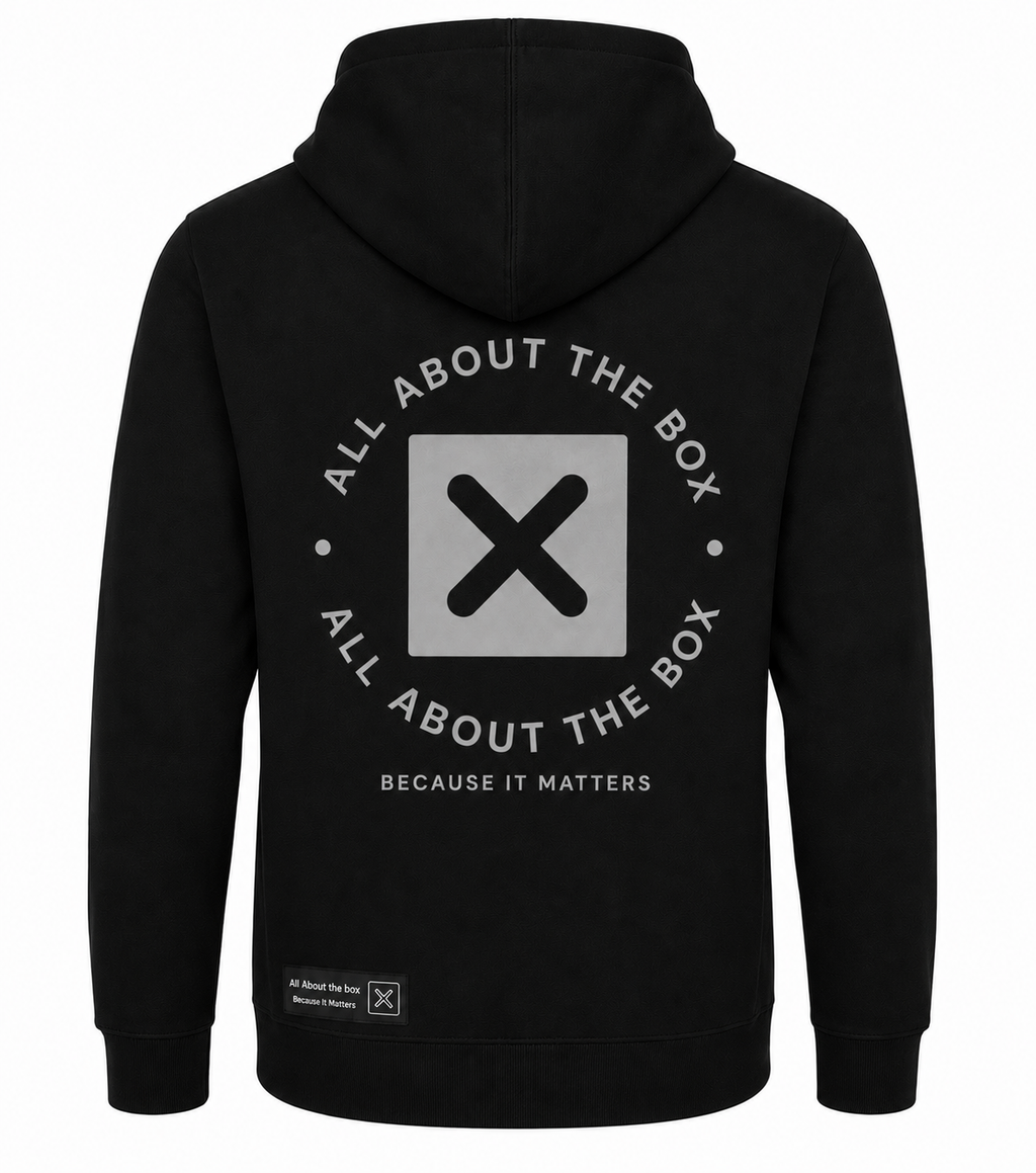 Black Heavyweight Hoodie Front and Back Logo's