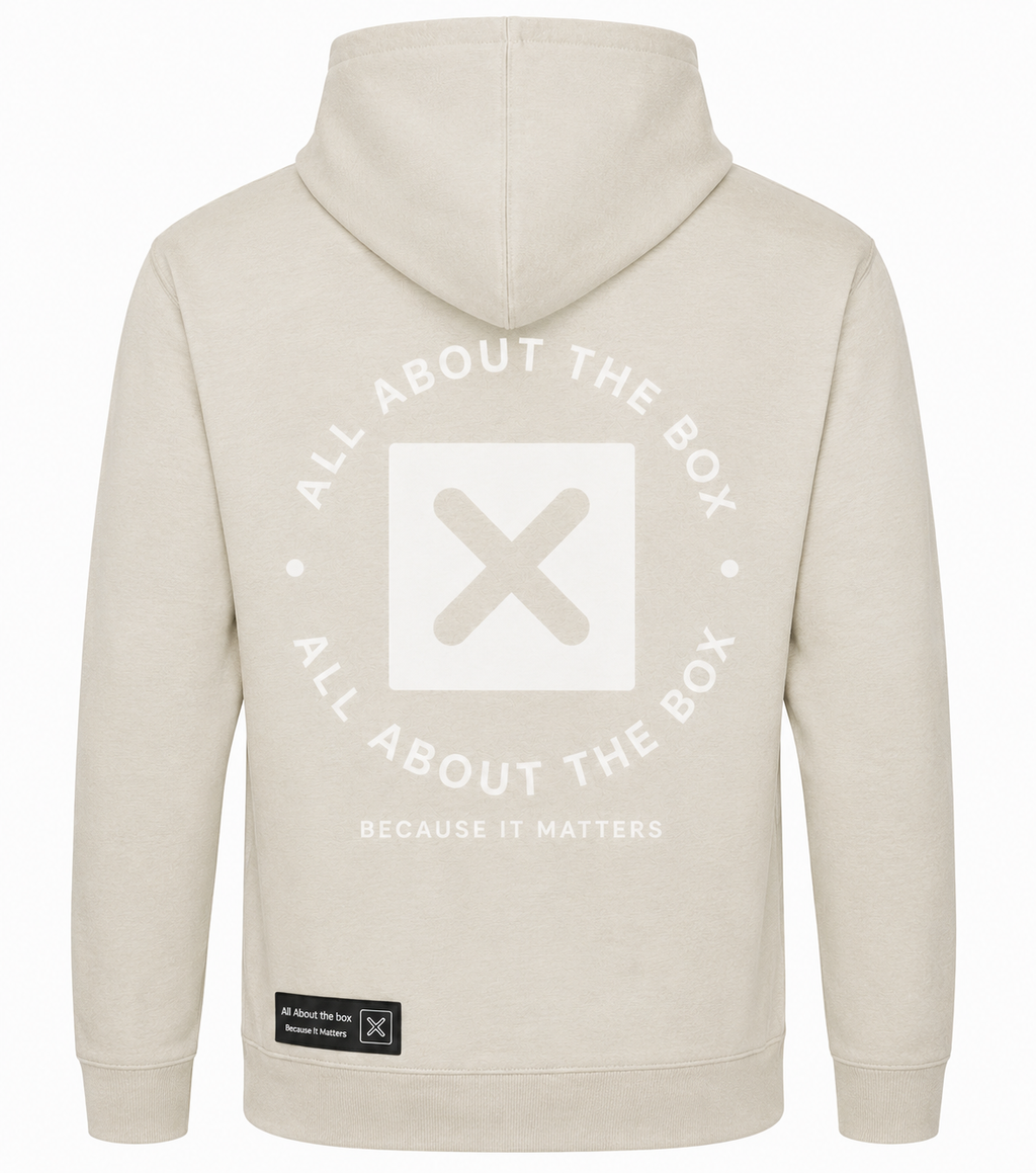 Natural Stone aatbox College Hoodie with Box Logo on the front and Large Log on rear
