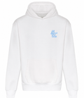 White Heavyweight Hoodie Front and Back Logo's