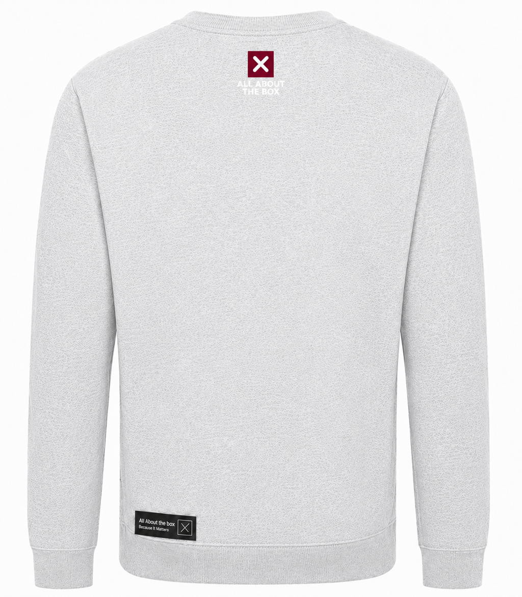 Midweight Crew Neck Sweatshirt Light Grey with Who Cars Logo and Box Logo on rear