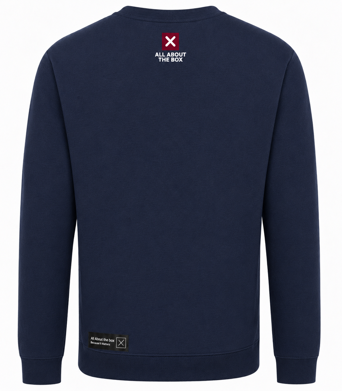 Midweight Crew Neck Sweatshirt Navy Blue with Who Cars Logo and Box Logo on rear