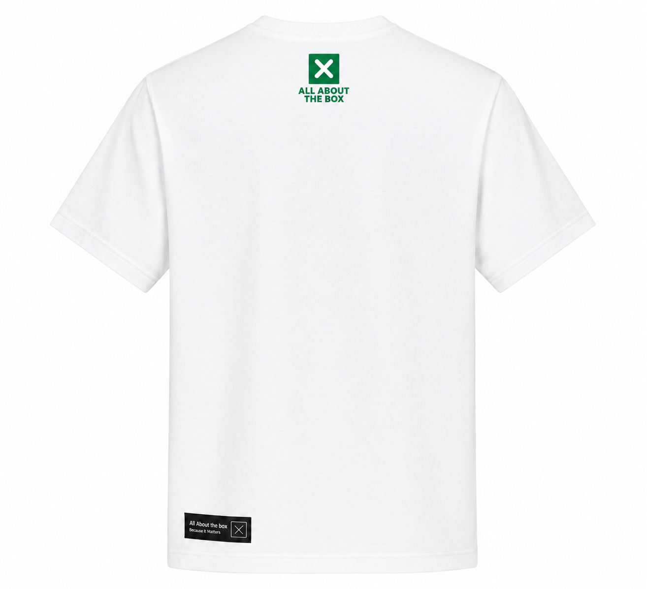 AATBOX White Short Sleeve T Shirt with All About The game Football logo and Box Logo on rear