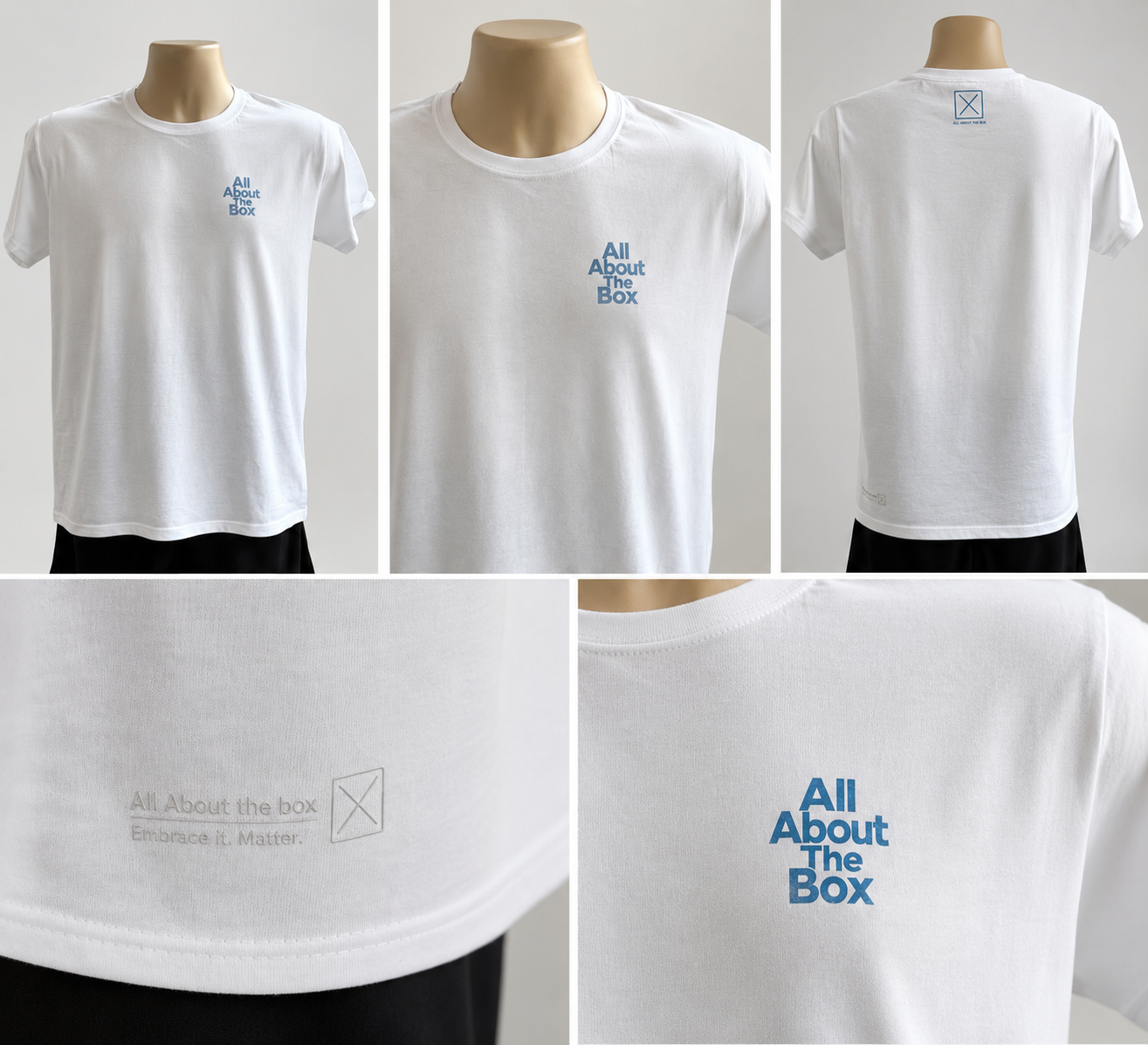 AATB T-Shirt White with Faded Light Blue Logo
