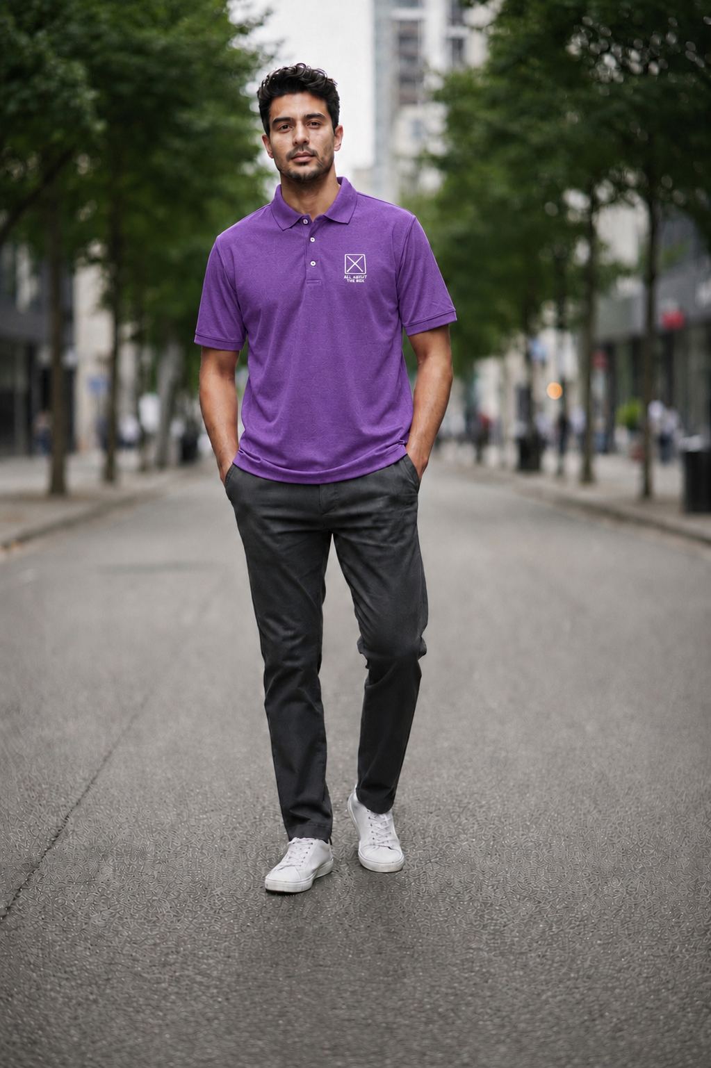 AATBox Short Sleeved Purple Heather Polo Shirt