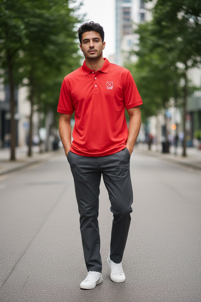 AATBox Short Sleeved Red Polo Shirt